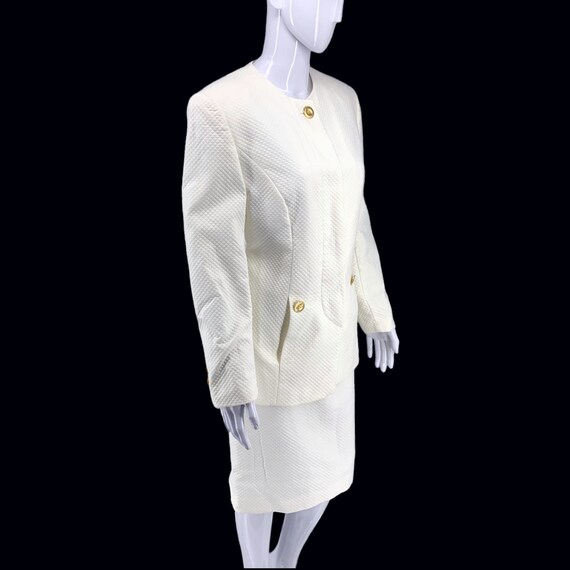 Vintage Louis Feraud Sz 10 White Quilted Career S… - image 8