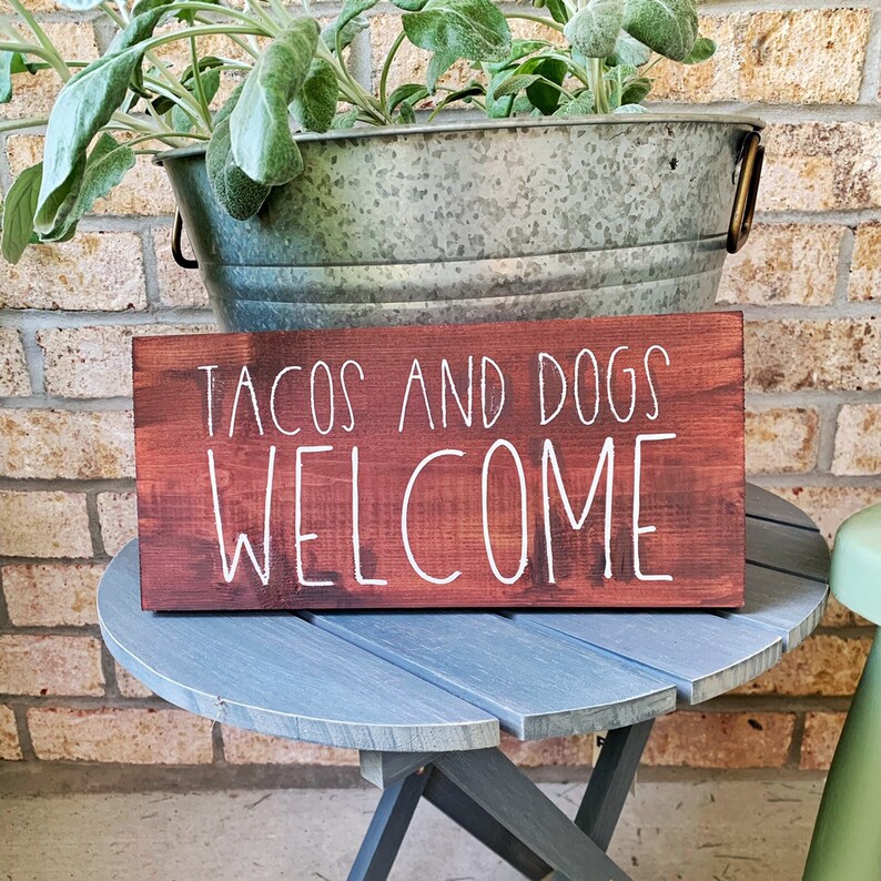 Tacos And Dogs Welcome Funny Front Door Signs Front Porch Etsy