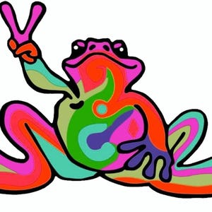 Autocollant Peace Frog sur l'environnement et le changement climatique pour pare-chocs de voiture, ordinateur portable ou toute surface lisse