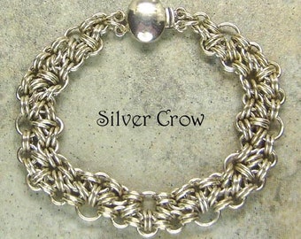 Chainmail Bracelet Sterling Silver Stepping Stone Weave Handmade Chain Mail Chainmaille Fine Jewelry