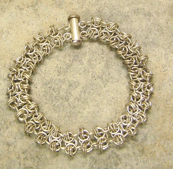 Pulsera de cota malla Plata esterlina Enigma Patrón Hecho a - España