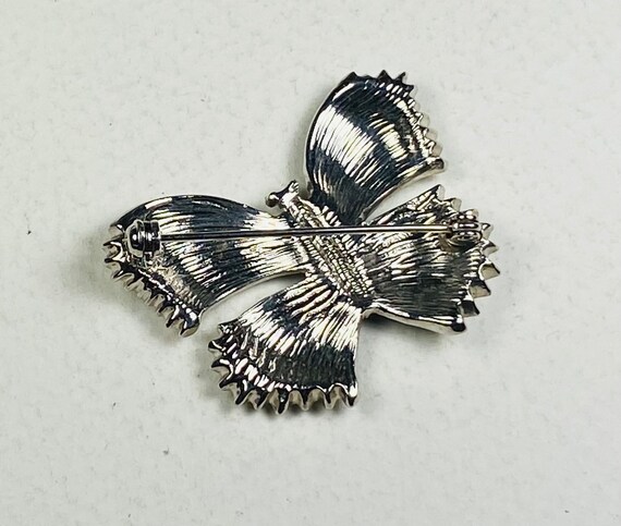 Broche Vintage Papillon Strass Vert Clair - Bijou Ancien - Bon état - Occasion