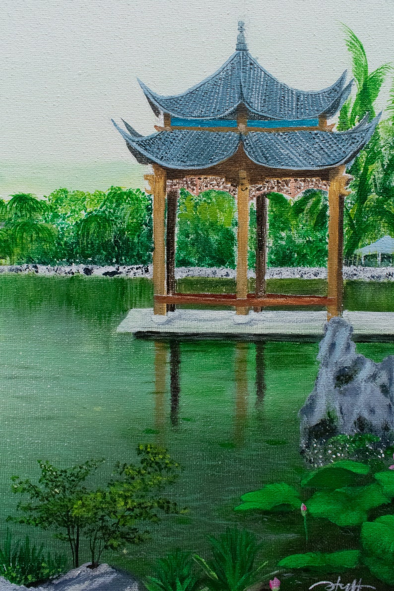 Original Painting Chinese Garden Wall Decor Flower Painting Etsy