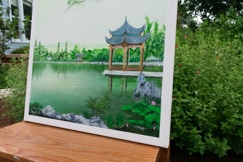 Original Painting Chinese Garden Wall Decor Flower Painting Etsy