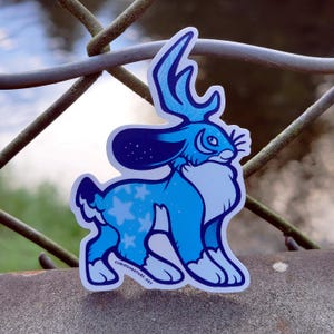 Jackalope Blue Starry Moon • Adesivo de vinil