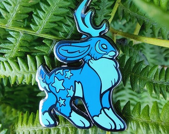 Blue Moon Jackalope • Glow in the Dark Enamel Pin