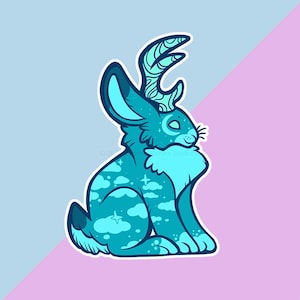 Cloudy Blue Jackalope • Sticker