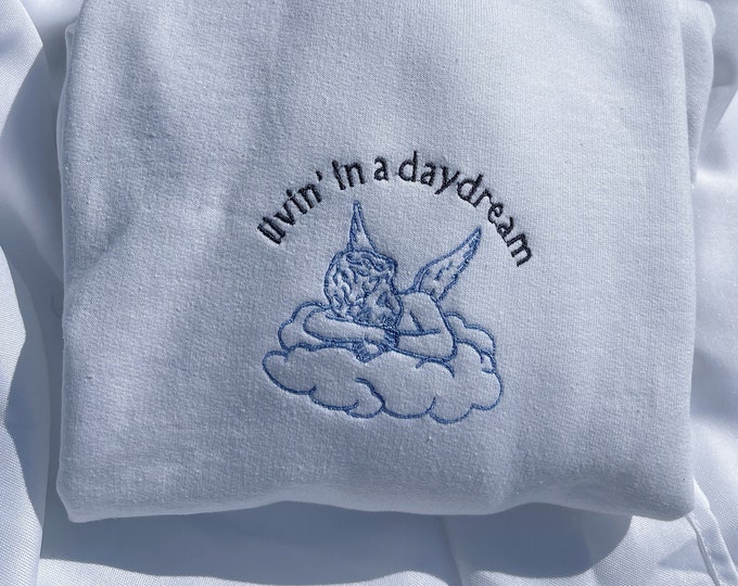 Daydreaming Harry Embroidered Crewneck Merchandise | Gildan Cotton Sweatshirt