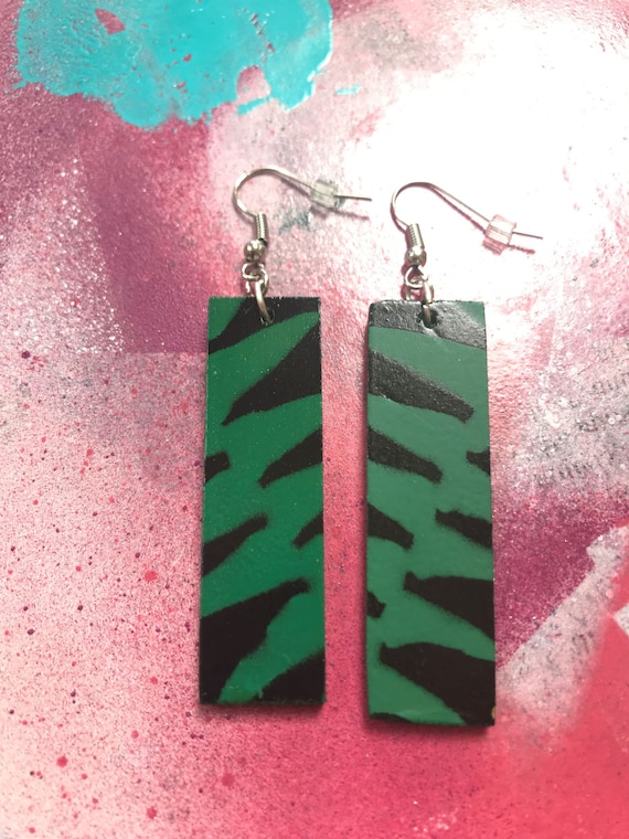 Ferns - Hand-Made Earrings Green & Black