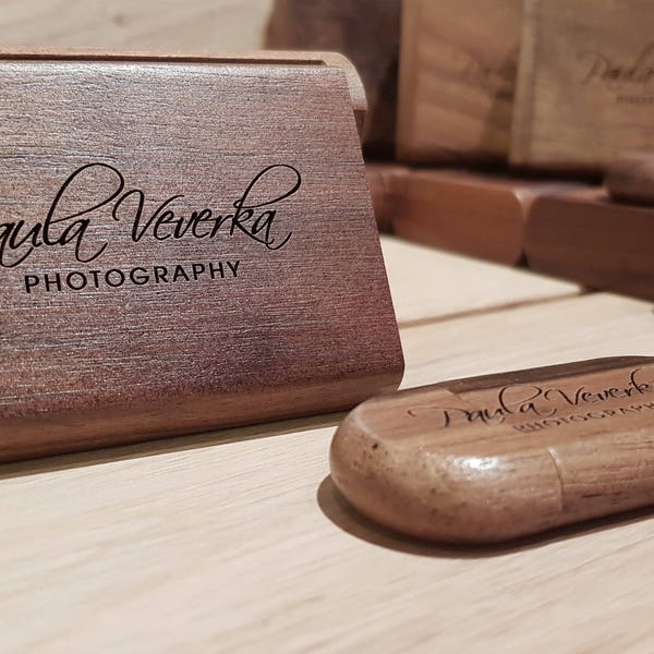 Walnut Wooden USB and Gift Box with Logo Engraved Wedding Photography Presentation Packaging