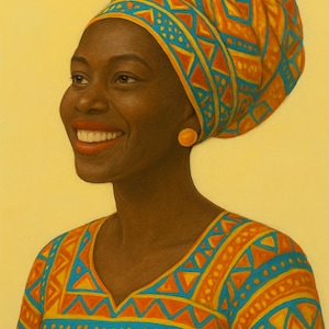 African Woman Wall Art - Traditional African Dress Portrait - Digital Download Afro Art Print - Bold Cultural Home Decor