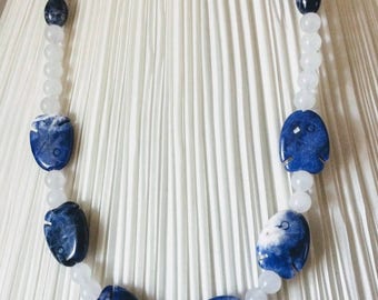 Sodalite Fish and bubbles necklace