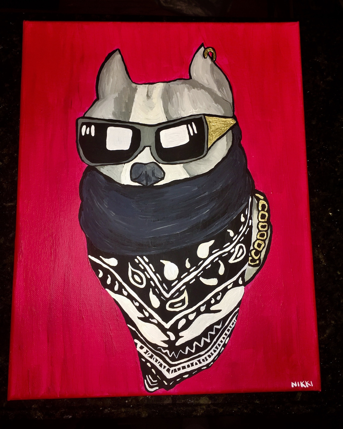 Gangster Pitbull Painting Etsy