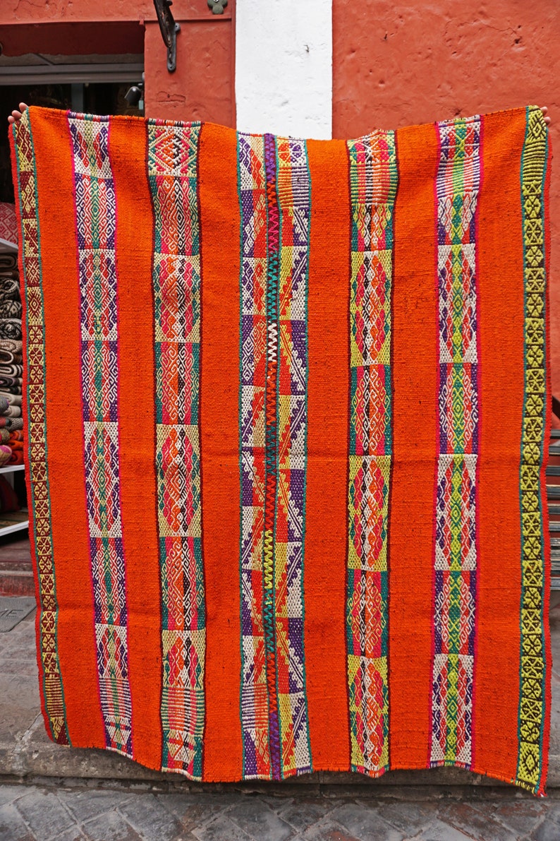 Peruvian colorful blanket / carpet / Rug / Frazada / Handmade Etsy