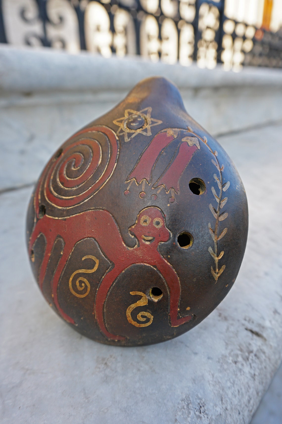 Peruvian Monkey Ocarina / Ocarina Clay Whistle Flute / Hand Etsy