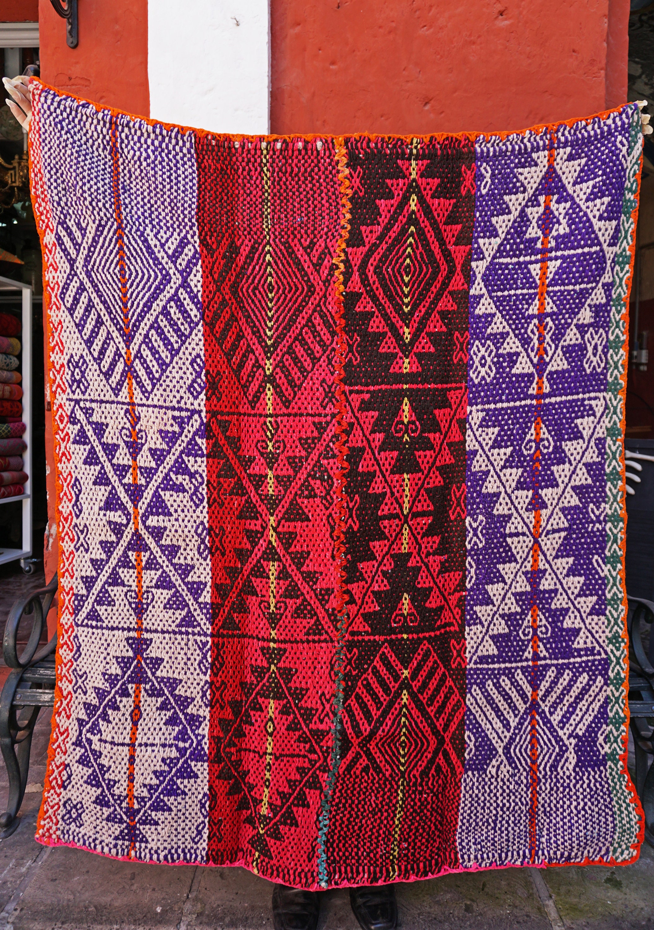 Peruvian colorful blanket / carpet / Rug / Frazada / Handmade Etsy