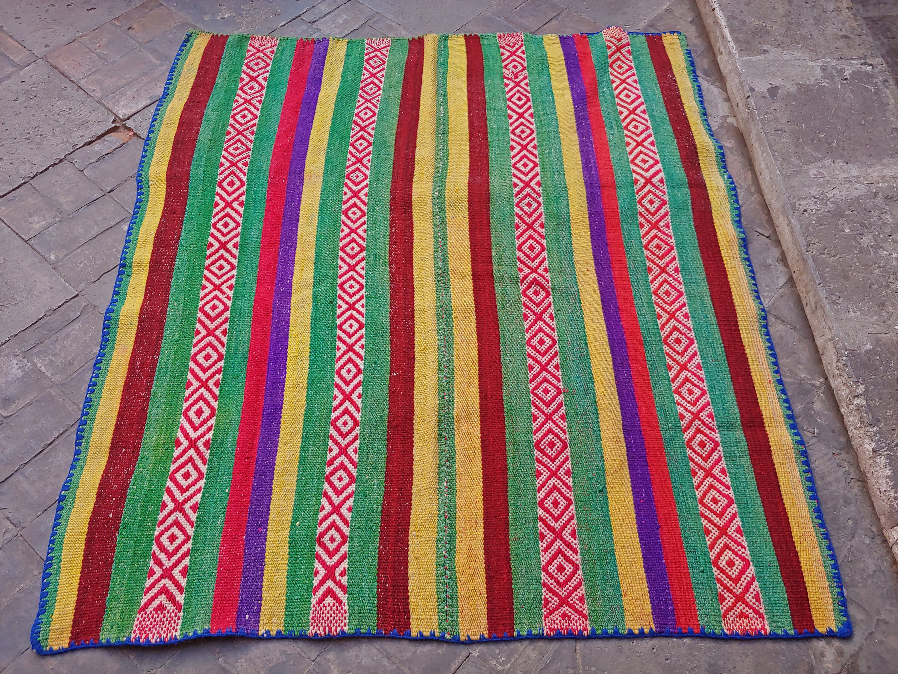 Peruvian colorful blanket / carpet / Rug / Frazada / Handmade Etsy