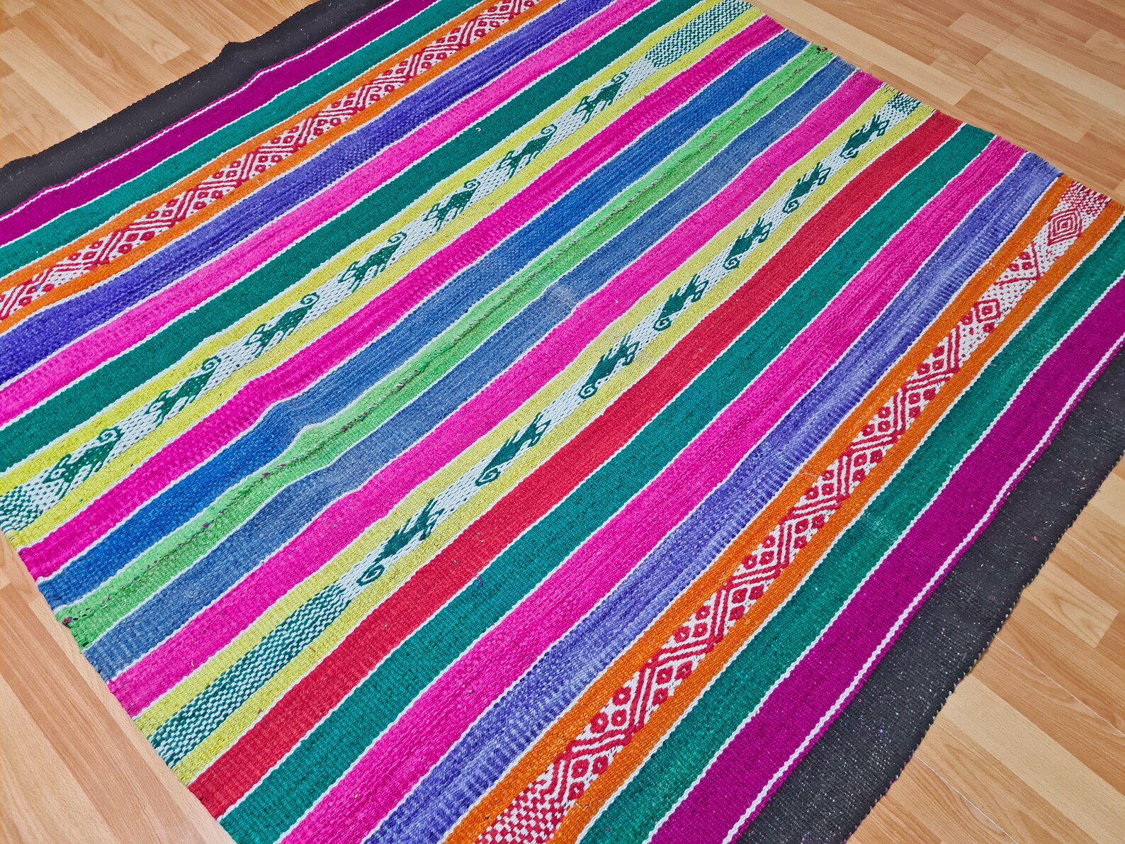 Peruvian Colorful Blanket / Carpet / Rug / Frazada / Handmade Etsy
