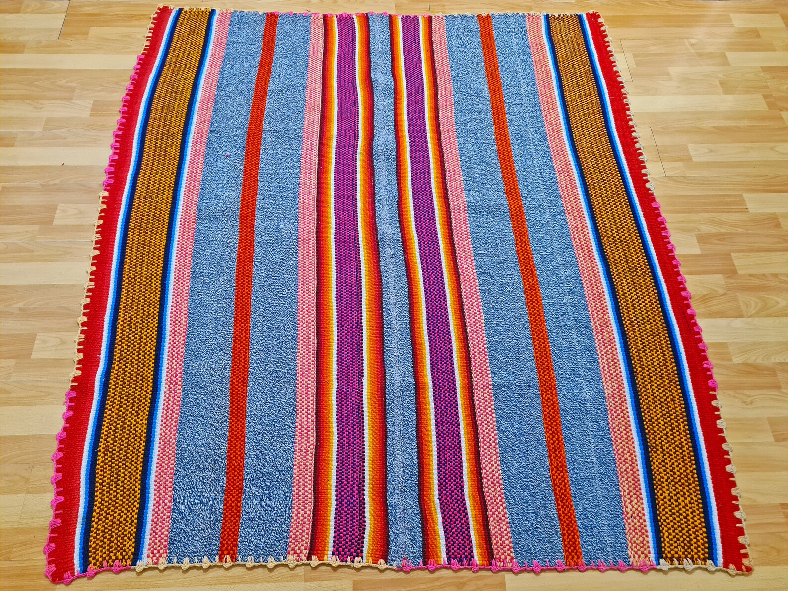 Peruvian Colorful Blanket / Carpet / Rug / Frazada / Handmade Etsy
