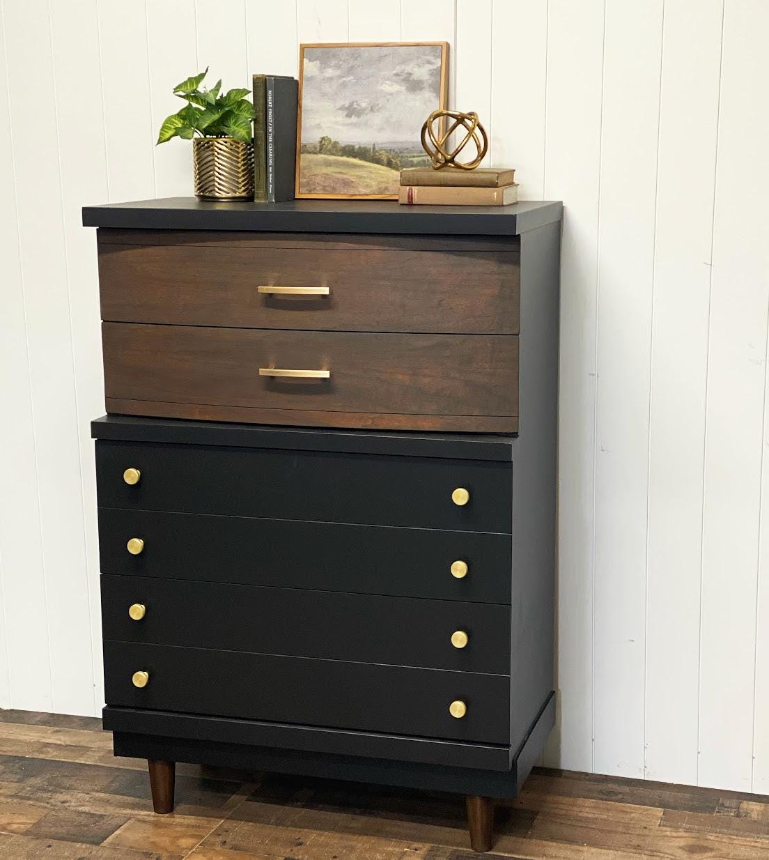MCM Black 4 drawer Dresser Etsy