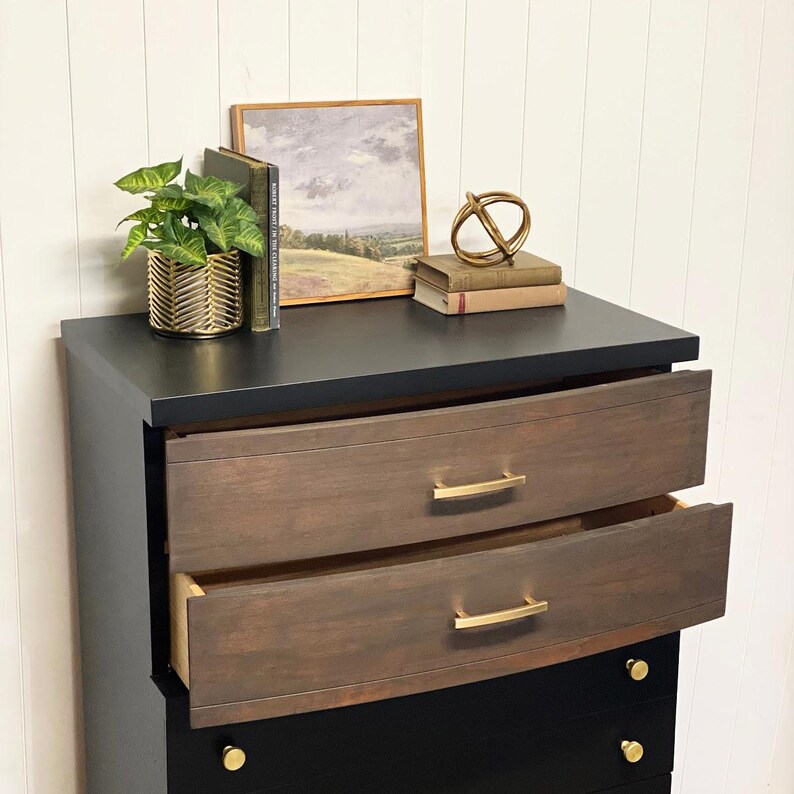 MCM Black 4 drawer Dresser Etsy