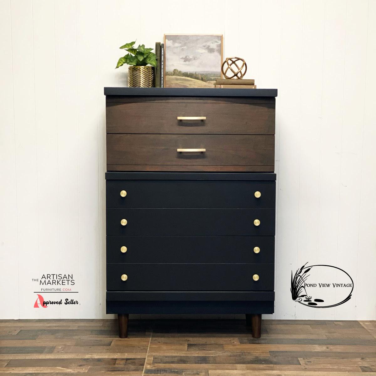 MCM Black 4 drawer Dresser Etsy