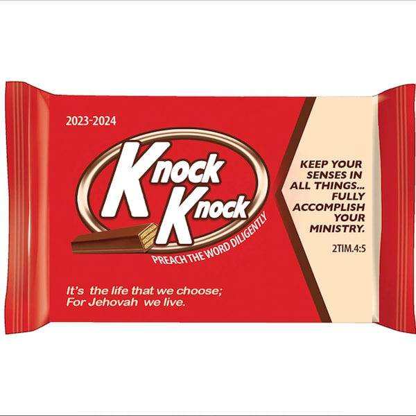 Digital "PRINTABLE download file"- PIONEER Kit Kat Knock Knock Wrapper for 2024 JW  Gifts