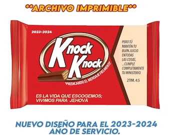 SPANISH Digital "DOWNLOAD file"-  Pioneer Kit Kat Knock Knock Bar Wrapper for 2023 JW  Gifts