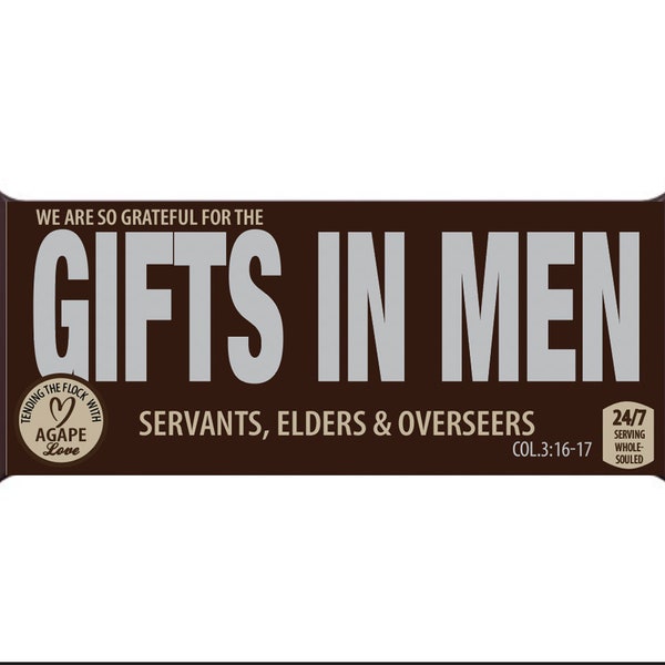 Printable "DOWNLOAD file"- Elders and Servants Gift Chocolate Bar Wrapper for 2022 JW  Gifts