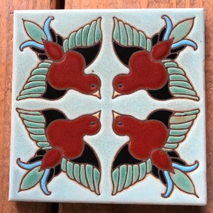 Beautiful hand painted craftsman 6 x 6 sparrow tiles. Indoor or outdoor installation.