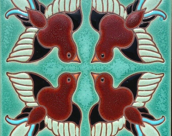 Beautiful Hand-Painted Decorative Craftsman Tile. “Birds" Available in 6x6 or 5x5