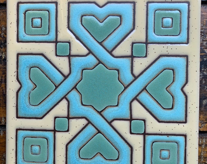 Hand-Painted Decorative Craftsman Tile ~ 6x6 ~ Pool Safe Wax Resist Raised Glaze Finish