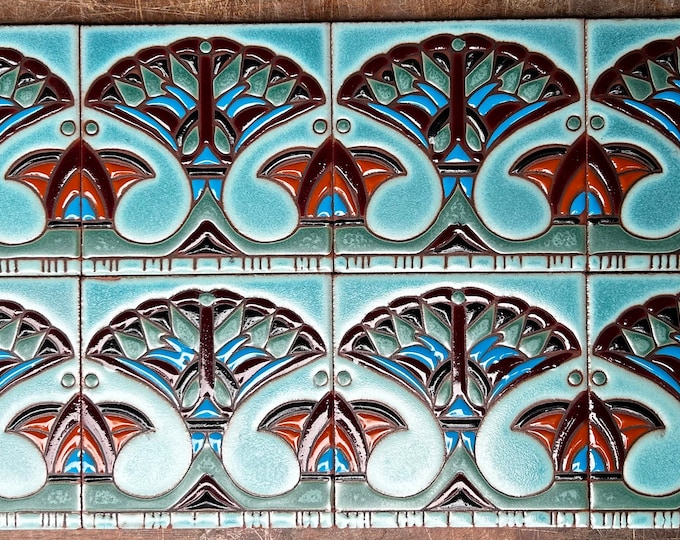 Art Deco Egyptian Revival 5x5 Tiles Indoor or Outdoor installation. Pool safe. Ready to ship!