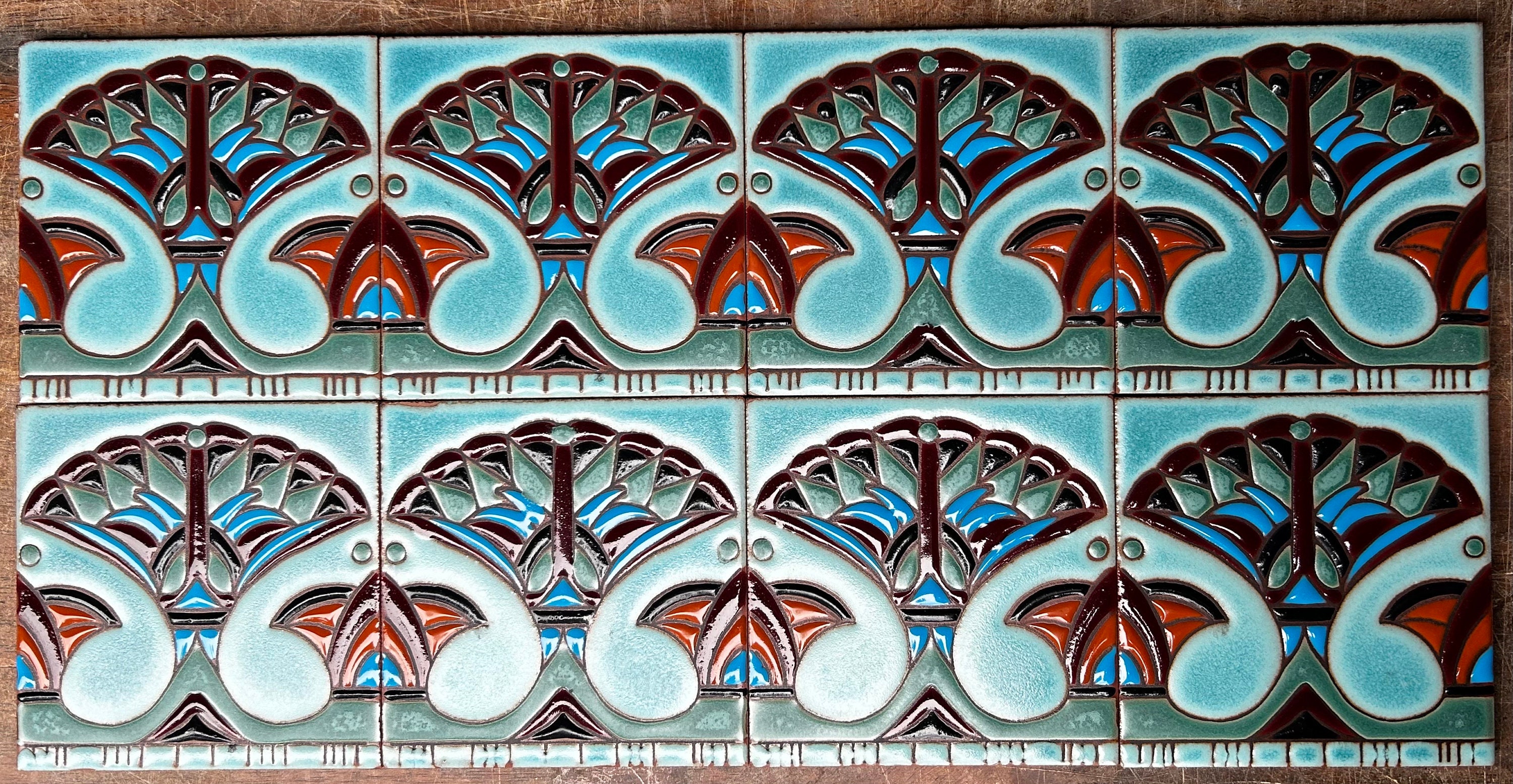 Art Deco Egyptian Revival 5x5 Tiles Indoor or Outdoor installation. Pool safe. Ready to ship!