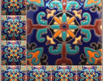 Hand-Painted Decorative Craftsman Tile ~ 6x6 ~ Pool Safe Wax Resist Raised Glaze Finish