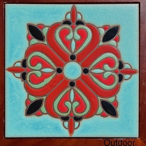 Beautiful Decorative 6x6 Tile ~ Hand-Painted ~ Pool Safe ~ Wax Resist Raised Glaze Finish