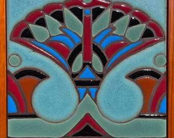 Art Deco Egyptian Revival 6x6 Tiles Indoor or Outdoor installation. Pool safe. Wax Resist Raised Glaze Finish