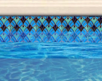 Art Deco Egyptian Revival Hand-Painted Tile  6x6  Pool Safe Wax Resist Raised Glaze Finish