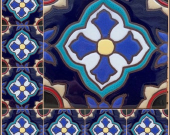 Gorgeous Classic Decorative Craftsmen 6x6 Tile ~ Hand-painted ~ Pool Safe Wax Resist Raised Glaze Finish