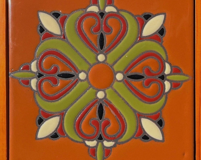 Beautiful Decorative 6x6 Tile ~ Hand-Painted ~ Pool Safe ~ Wax Resist Raised Glaze Finish