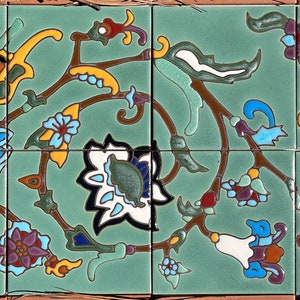 12 &quot;x 24&quot; handgemaltes sich wiederholendes Muster Fliesenbild ~ Jedes Wandbild besteht aus acht 6x6 Fliesen Wachs resistent Rahmglasur Oberfläche