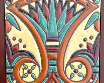 Hand-Painted 6x6 Egyptian Revival Art Deco Craftsman Tiles