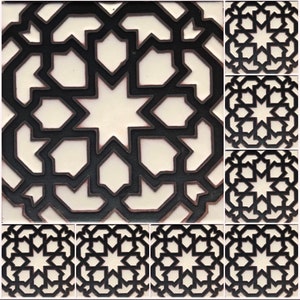 Decorative Malibu Inspired Hand-Painted Craftsman 6x6 Tile. Pool Safe.. Wax Resist Raised Glaze Finish