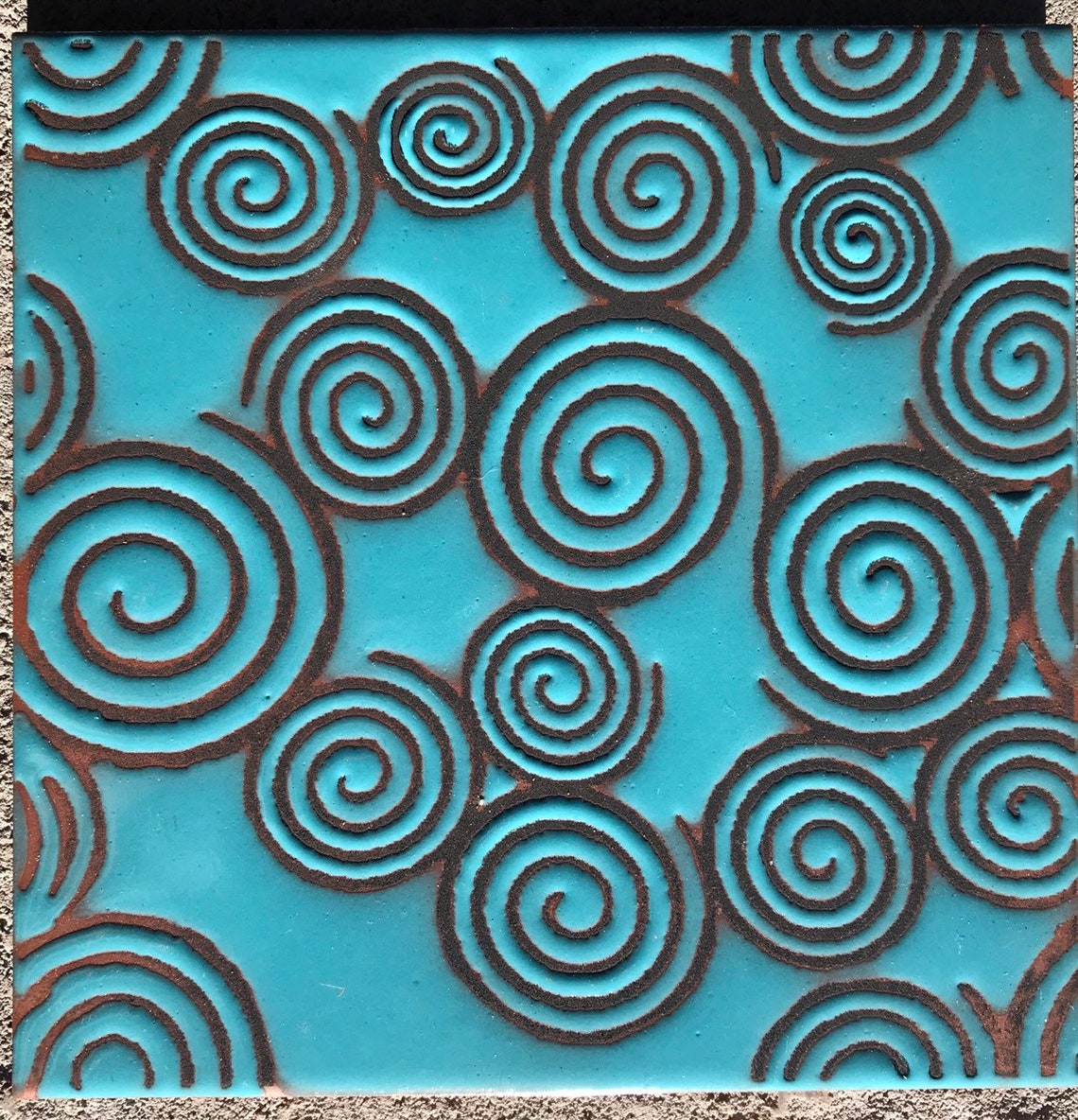 Primitive Tile Hand Painted 6x6 Craftsman Tile ~ Sacred Spirals ~ Primitive Design ...