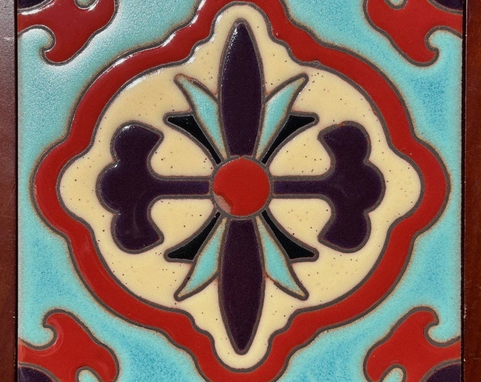 Beautiful Classic Decorative Craftsmen Tile ~ Hand-Painted 6x6 Pool Safe Wax Resist Raised Glaze Finish