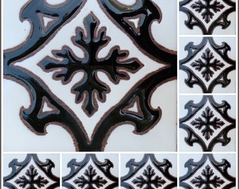 Art Deco ~ Egyptian Revival Hand-Painted Tile. 6x6 Pool safe, Frost Proof Wax Resist Raised Glaze Finish