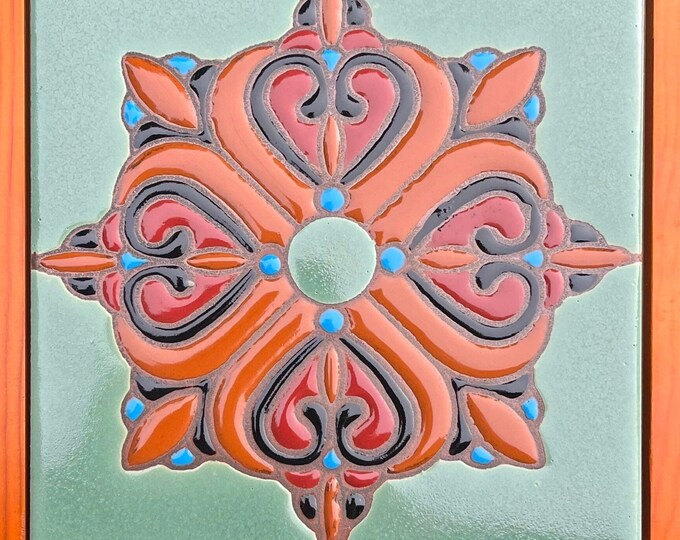 Beautiful Classic Decorative Craftsmen Tile ~ Hand-painted ~ 6x6 ~ Pool Waterline Safe Wax Resist Raised Glaze Finish