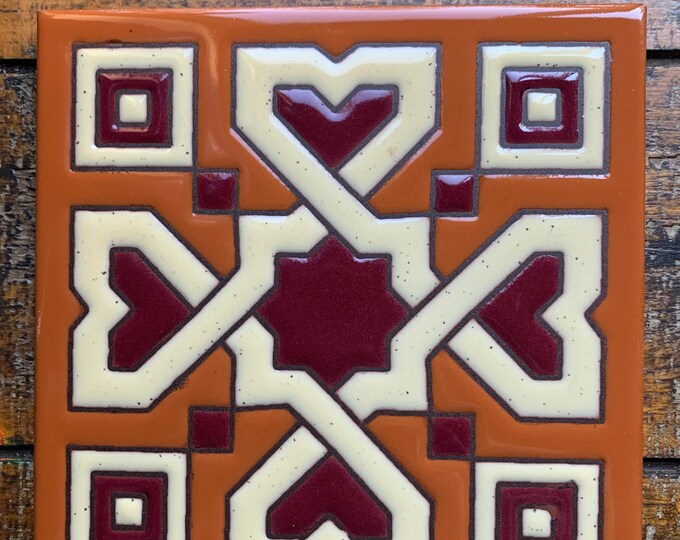Hand-Painted Decorative Craftsman Tile ~ 6x6 ~ Pool Safe Wax Resist Raised Glaze Finish
