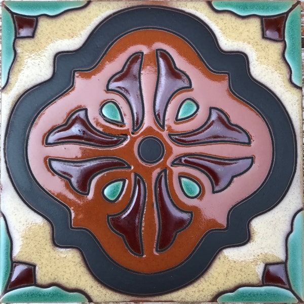 Hand-Painted Decorative Tile ~ Malibu Reproduction ~ 6x6 ~ Pool Safe Wax Resist Raised Glaze Finish