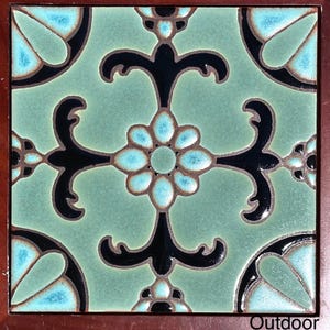 Decorative 6x6 Craftsmen Tile ~ Hand-Painted ~ Pool Safe ~ Wax Resist Raised Glaze Finish